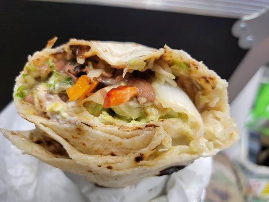 Inside veggie burrito