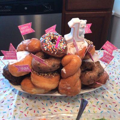 Tasty boy donuts for a birthday party