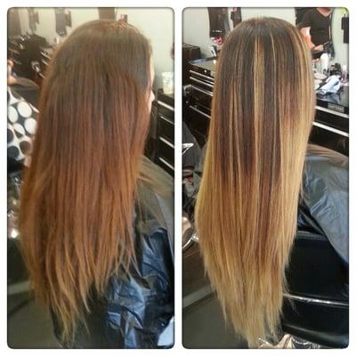 Before and after ombre