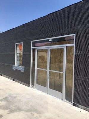 Storefront with clear tempered glass