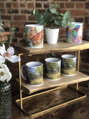 We hand make in house these beautiful mugs that have images of Pat Bon Barro's artwork.