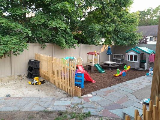 Play yard and sand box.