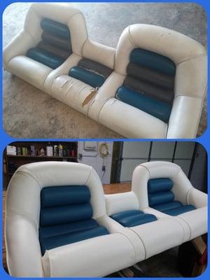 Reupholstered Boat Seat Before/After