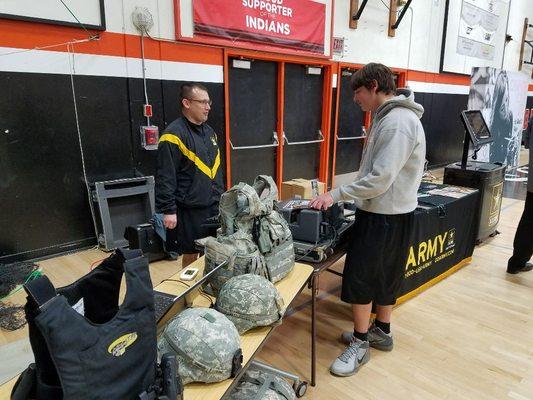 SFC Robinson, gives a Senior Guidance and shows him cool military gear.