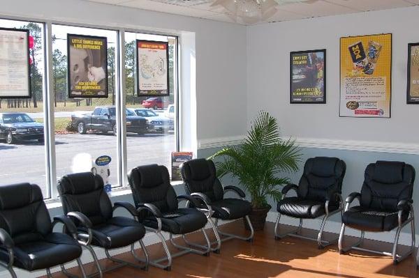 Nice clean waiting room and bathroom.