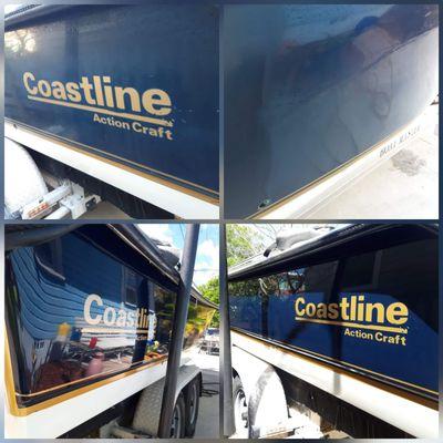 22ft Action Craft Coastline Hull Detail before and after. Another satisfied client. On to the next...