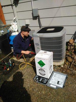 Starting up a new air conditioning system.