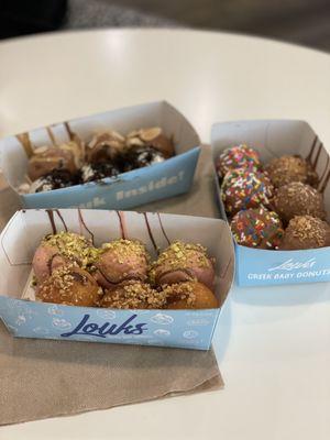 Top left: funky monkey & ore-ore-o Bottom left: The Goddess and classic Right: birthday cake and Samoas (monthly flavor from staff)