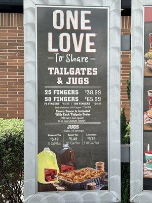 Canes menu 4/28/22