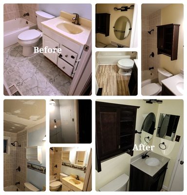 Bath remodel. Everything replaced except toilet and bath tub.