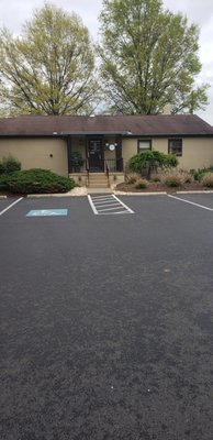 Plenty of parking  Entry way has steps.  If you are handicap please use front entrance