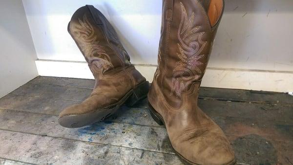 Cowboy Boot Resole: BEFORE