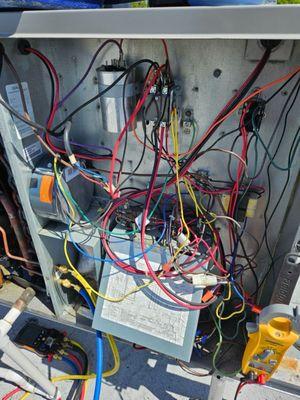 The sloppy wiring job Southern Coast did on my repairs, noted by my new air conditioning technician.