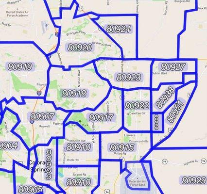 Zip Codes in Colorado Springs