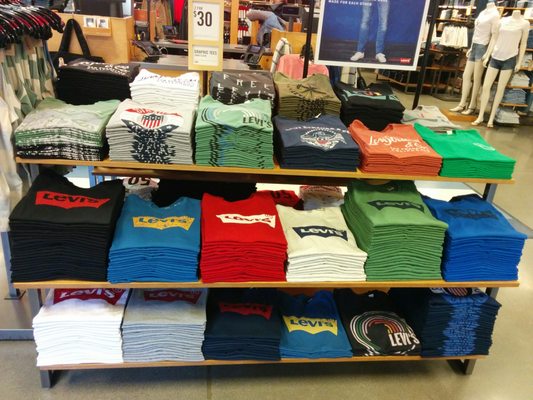 A men's T-shirt table.