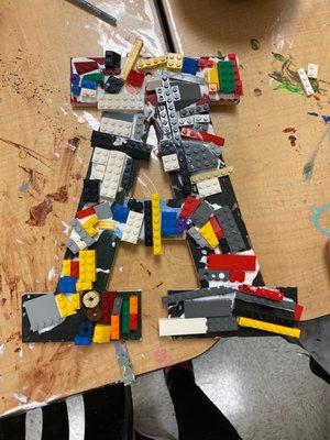 The letter A with Legos