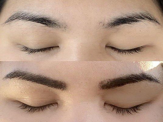 Eyebrow threading and eyebrow tint