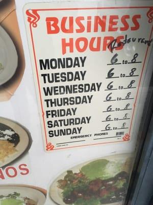 I guess their restaurant hours although they do stay open a tad late if its packed.