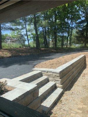 Completed project retaining wall and driveway