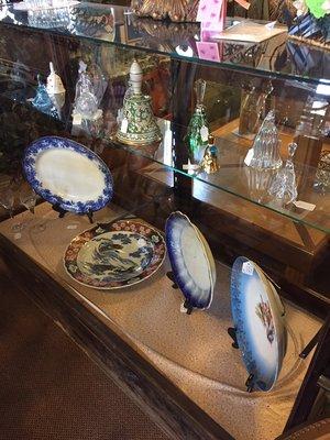 Beautiful antique platters and signed bells