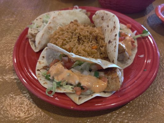 Redfish tacos lunch special. Delicious!