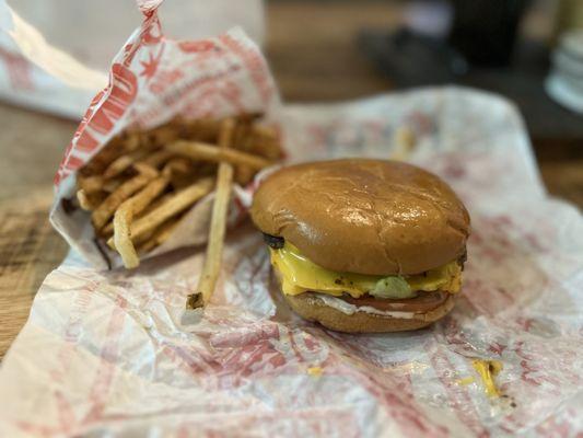 Double burger and fries