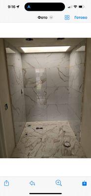 Tile installation in bathroom