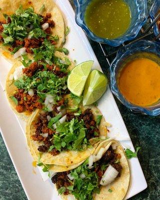 Al pastor and Chorizo tacos