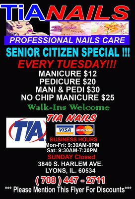 Senior Citizen Specials !! Every Tuesday !!!