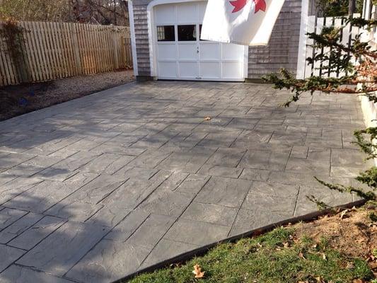 Stamped concrete driveway