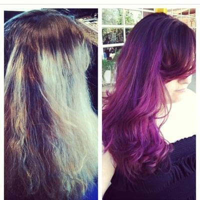 Before/after purple is the new black ! #phxhairstylist #arcadiasalon