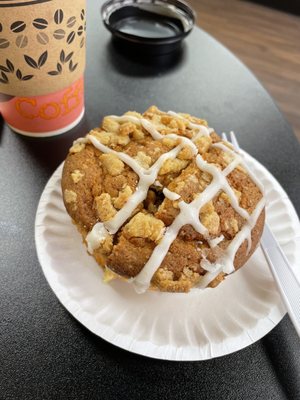 Coffee cake muffin that they toasted with butter