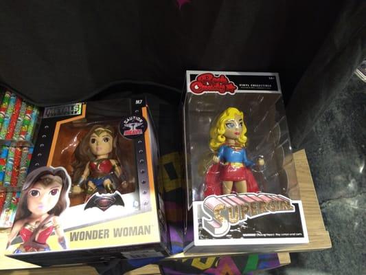 $16 metal die cast Wonder Woman, $17 Rock Candy Super Girl