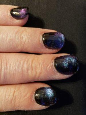 Black opalescent polish applied by KIm -gorgeous!