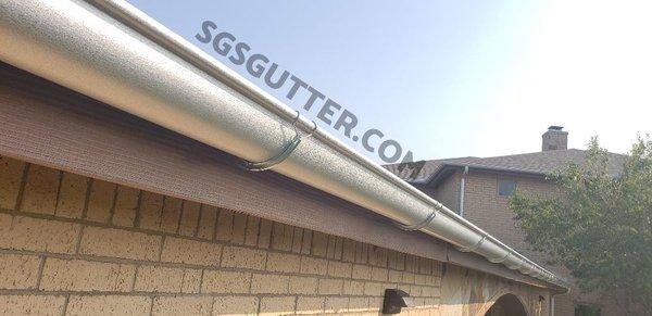 6" Half Round Gutter with 4" Round Downspouts,  Galvalume Materials and Exterior Brackets....