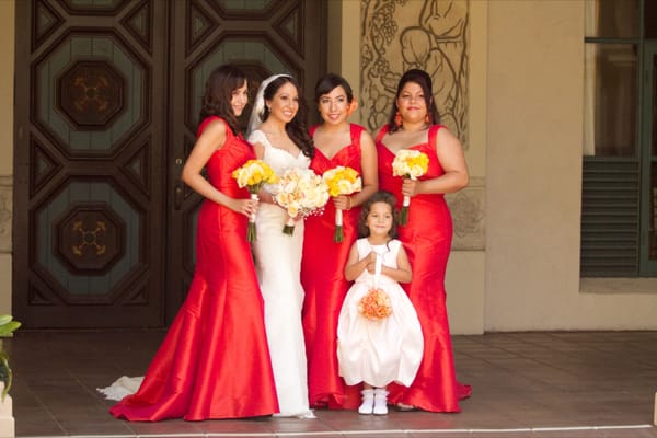 Bride with her Bridesmaids and flower girl.