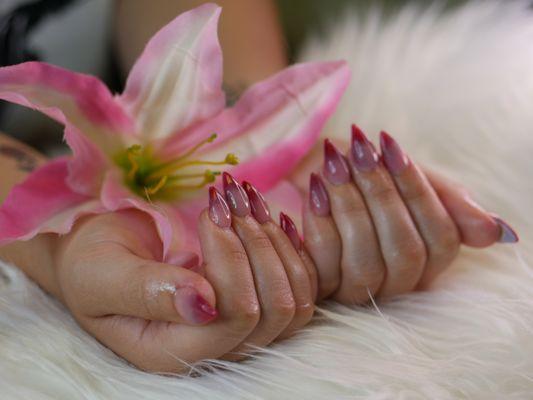 Short Red Tip Nails