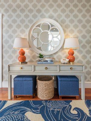 Coastal Entry 
  Interior Design: Blakely Interior Design
  Photo Credit: Elaine Fredrick Photography