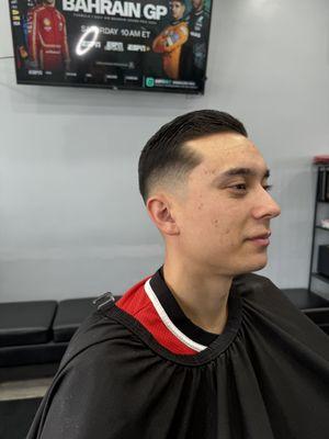 Mid high zero drop fade with combover