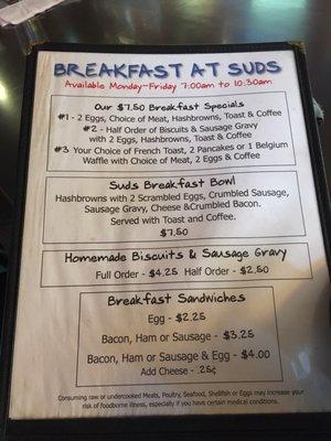 Breakfast menu 1