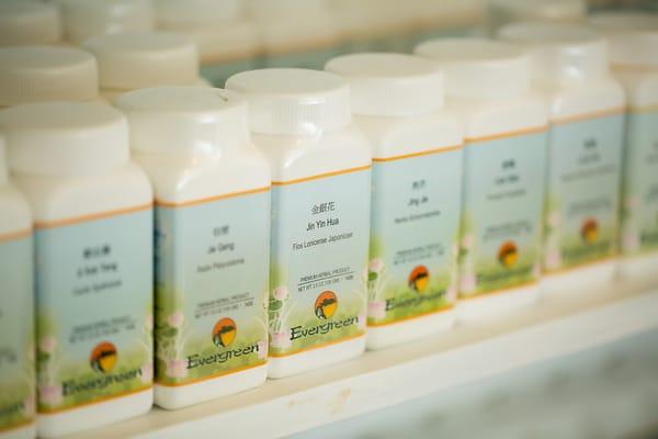 Chinese Herbal Medicine in powder form at our clinic herbal pharmacy.