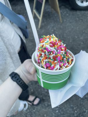 Junior soft serve twist with rainbow sprinkles