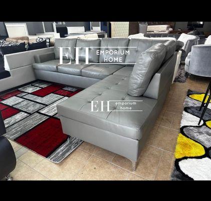 Sectional sofa grey faux leather $699