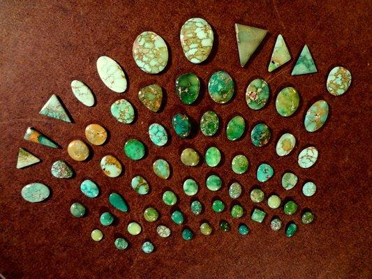 various Morning Star mine turquoise and faustite cabochons