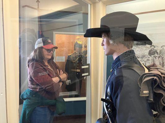 Many period military uniforms are on display in the museum.