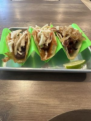 Mahi mahi tacos and chorizo taco