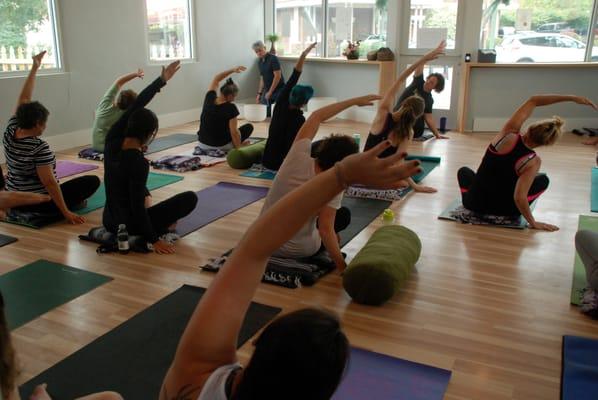 Grand opening yoga and crystal bowl meditation class.