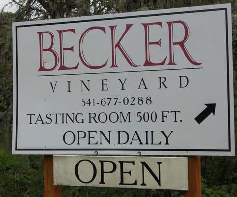 Sign at roadway leading up to winery and tasting room