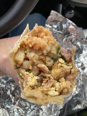 Ham and egg burrito.