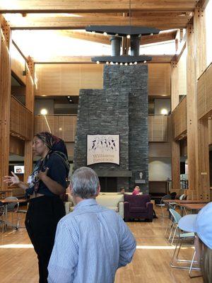 Campus tour of a student dining hall.